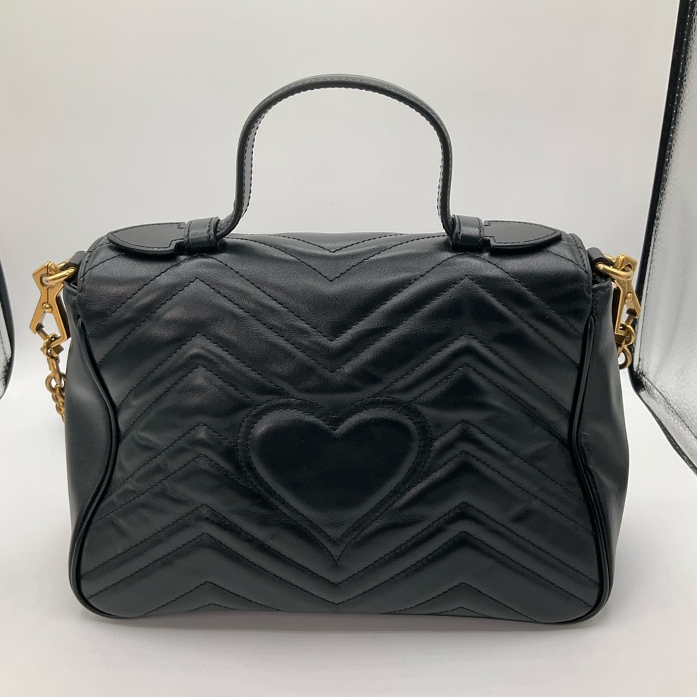 Gucci GG Marmont Matelasse Small Top Handle Black Leather Bag Purse - Picture 5 of 16